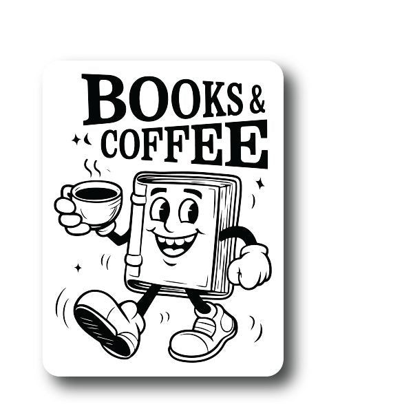 Books and Coffee Sticker Decorative Stickers HOUSE OF SWANK