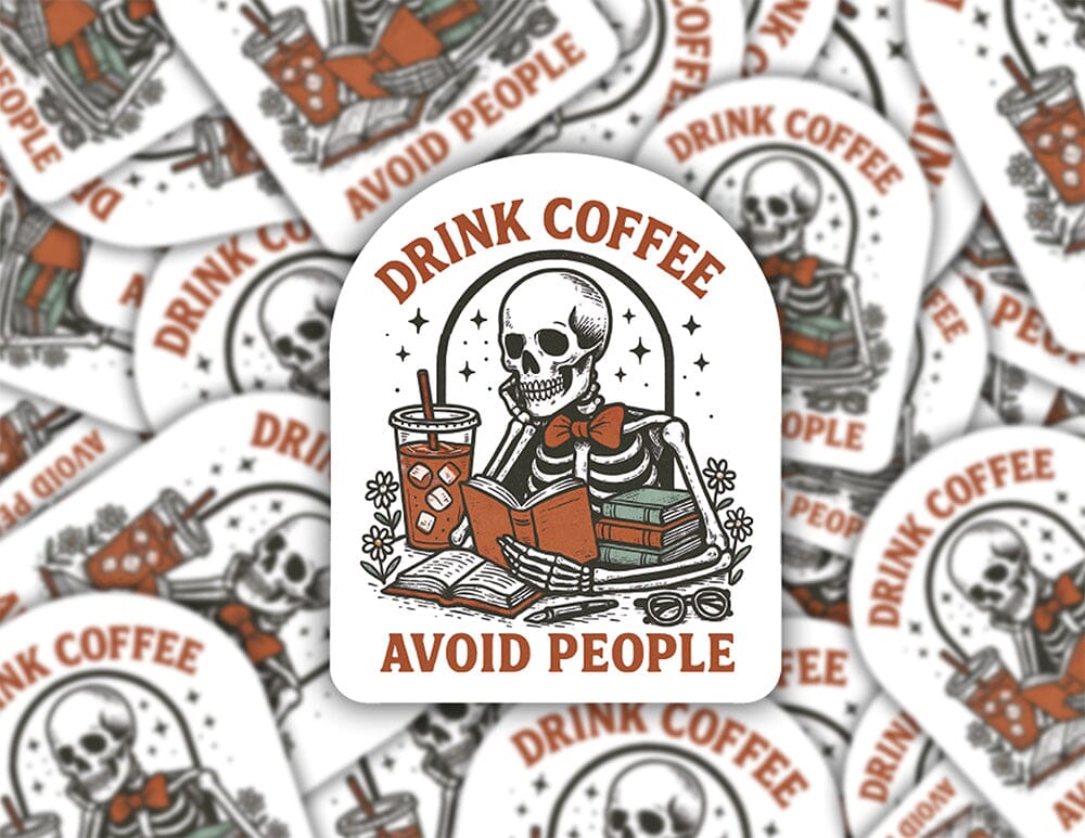 Drink coffee avoid people bookish sticker Decorative Stickers HOUSE OF SWANK