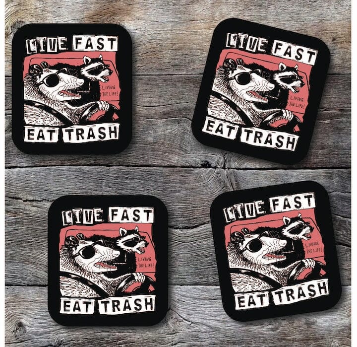 Live Fast Eat Trash Possum Raccoon Sticker Decorative Stickers HOUSE OF SWANK
