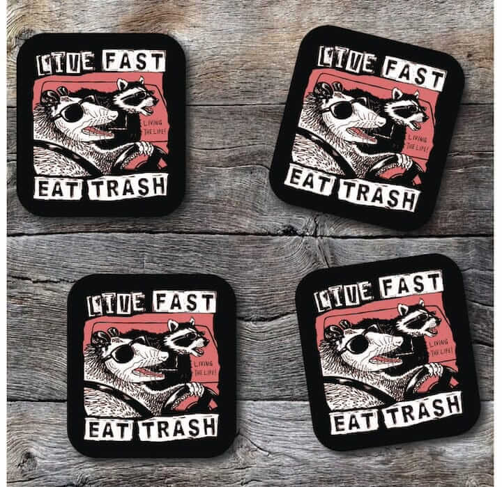 Live Fast Eat Trash Possum Raccoon Sticker Decorative Stickers HOUSE OF SWANK