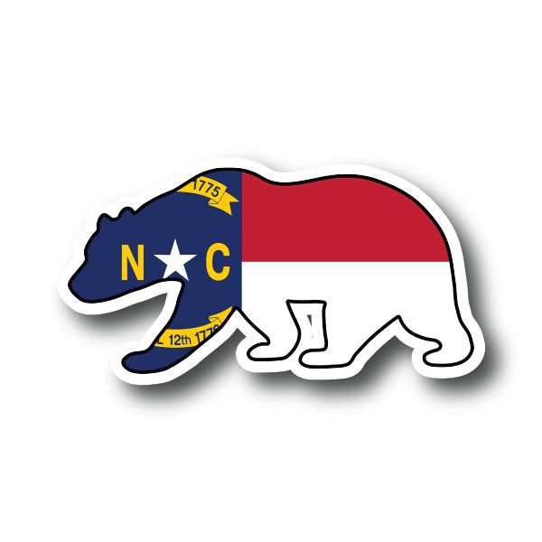 NC Flag Bear Sticker Decorative Stickers HOUSE OF SWANK