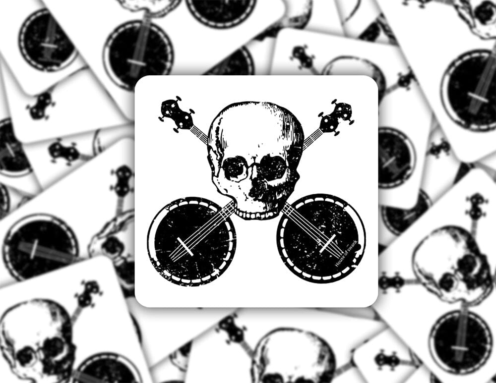 Skull and Banjo Bluegrass Sticker Decorative Stickers HOUSE OF SWANK