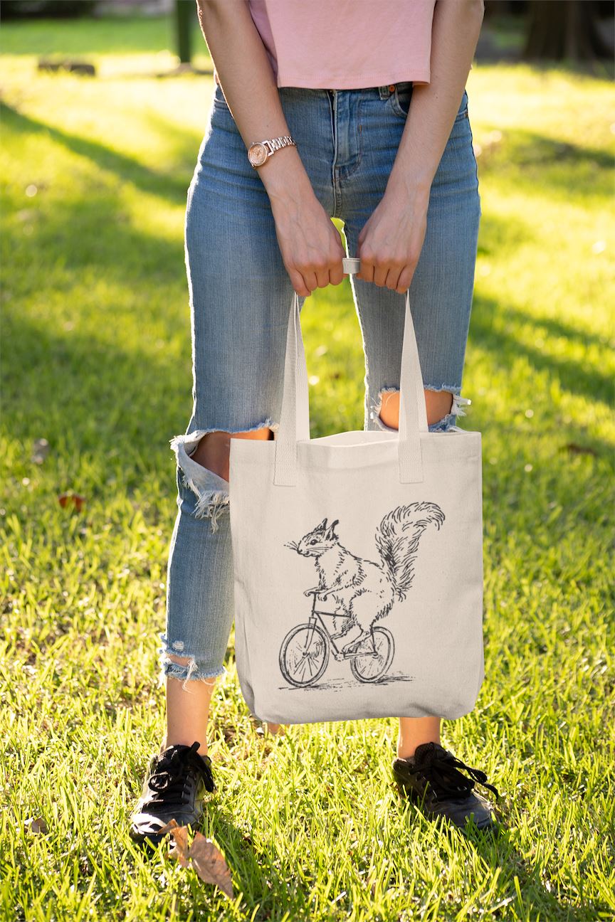 Squirrel on Bike Tote Bag - House of Swank