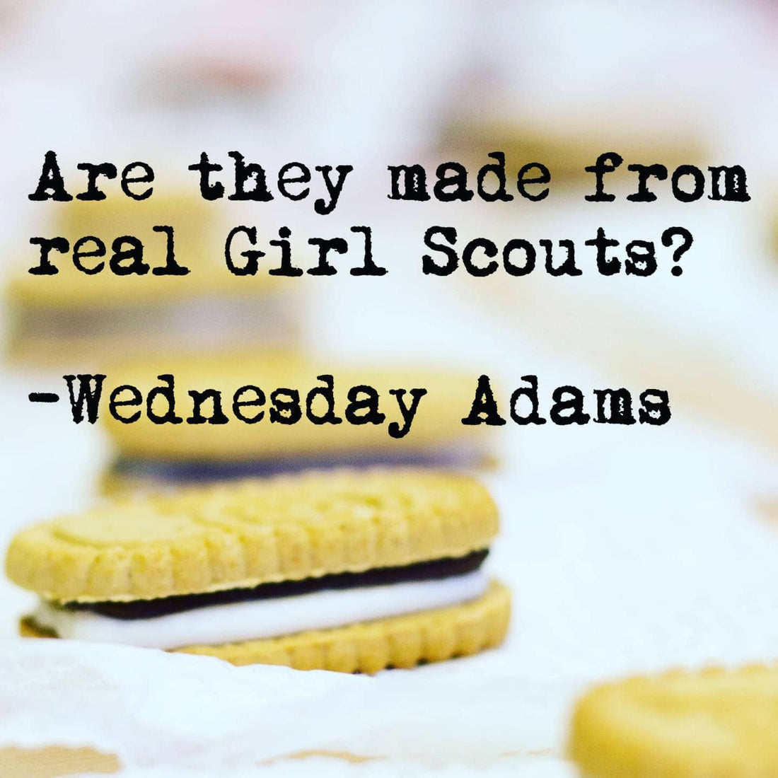 Wednesday Adams quote Are they made from real Girl Scouts?