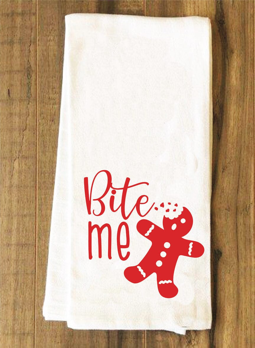 Bite me Christmas Gingerbread Man Towel Kitchen Towels HOUSE OF SWANK
