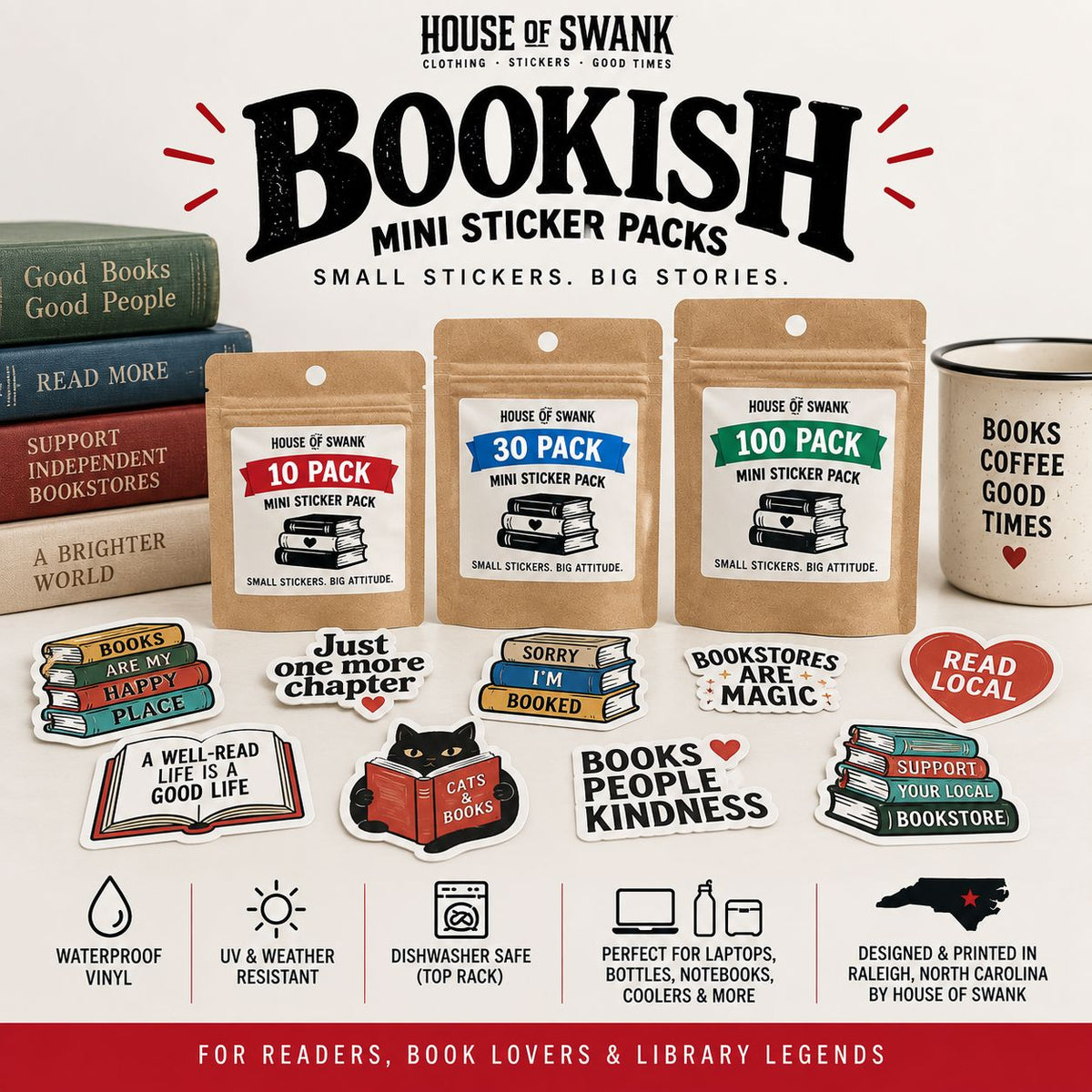 Books & Reading Mini Sticker Pack Decorative Stickers HOUSE OF SWANK