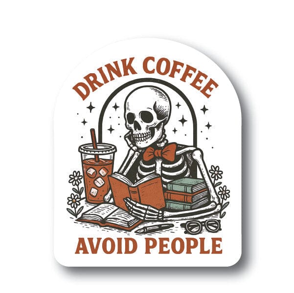 Drink coffee avoid people bookish sticker Decorative Stickers HOUSE OF SWANK