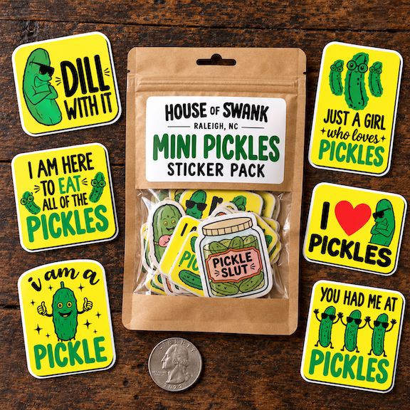 Mini Pickles Sticker Pack – Funny Pickle Stickers Decorative Stickers HOUSE OF SWANK