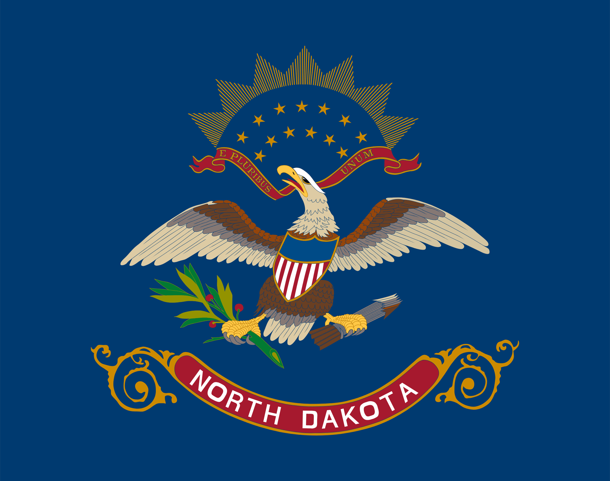 North Dakota State Flag Vinyl Sticker Vinyl Stickers House of Swank