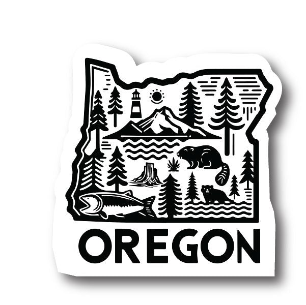 Oregon Symbols Sticker – Oregon State Icons Vinyl Decal for Laptops, Water Bottles & Cars Decorative Stickers HOUSE OF SWANK