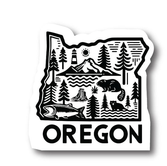 Oregon Symbols Sticker – Oregon State Icons Vinyl Decal for Laptops, Water Bottles & Cars Decorative Stickers HOUSE OF SWANK