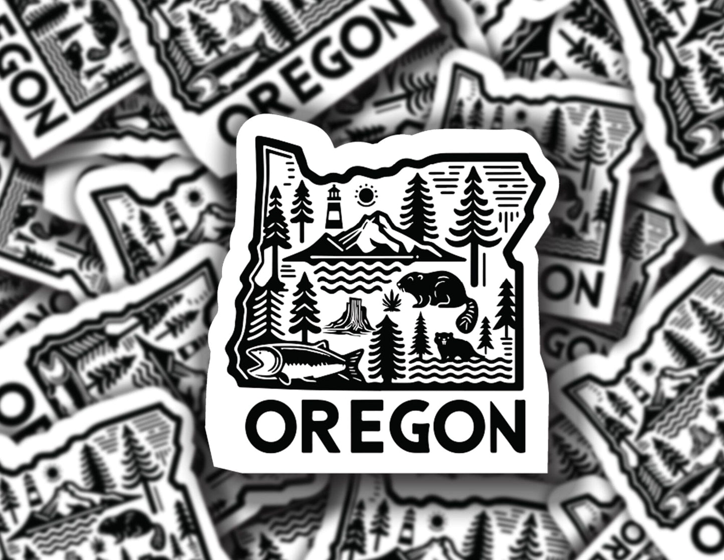 Oregon Symbols Sticker – Oregon State Icons Vinyl Decal for Laptops, Water Bottles & Cars Decorative Stickers HOUSE OF SWANK