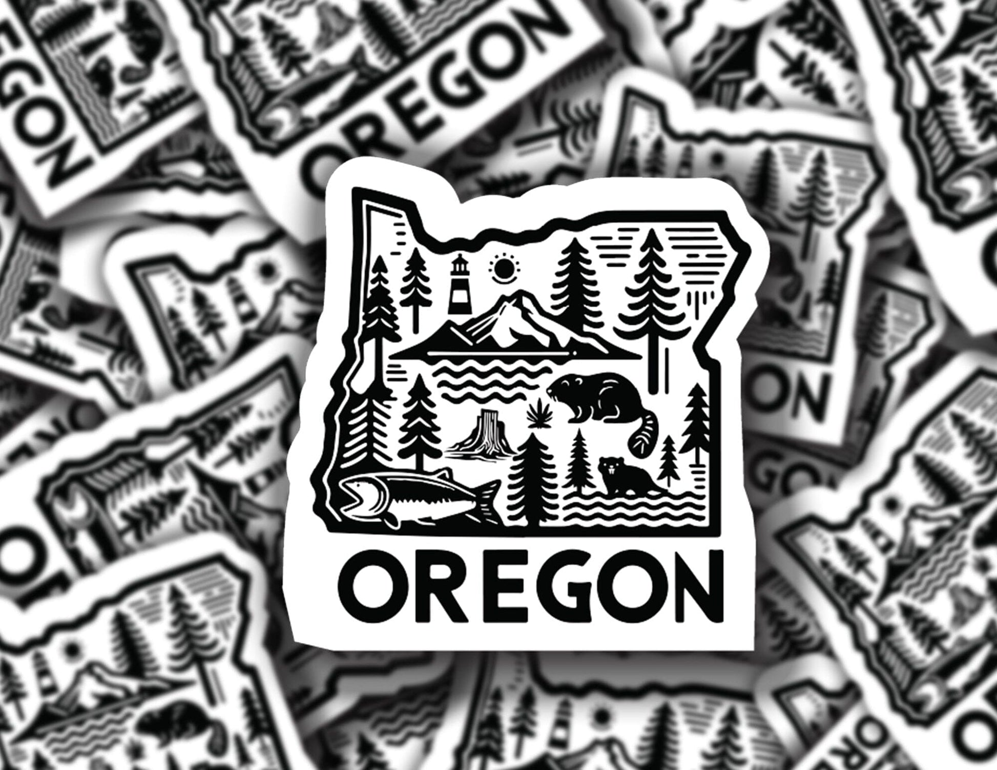 Oregon Symbols Sticker – Oregon State Icons Vinyl Decal for Laptops, Water Bottles & Cars Decorative Stickers HOUSE OF SWANK