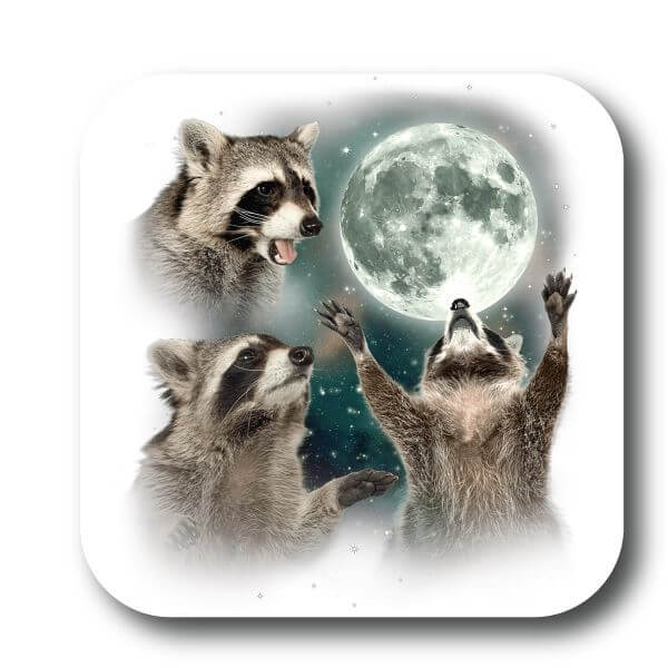 Raccoons and Moon Vinyl Sticker