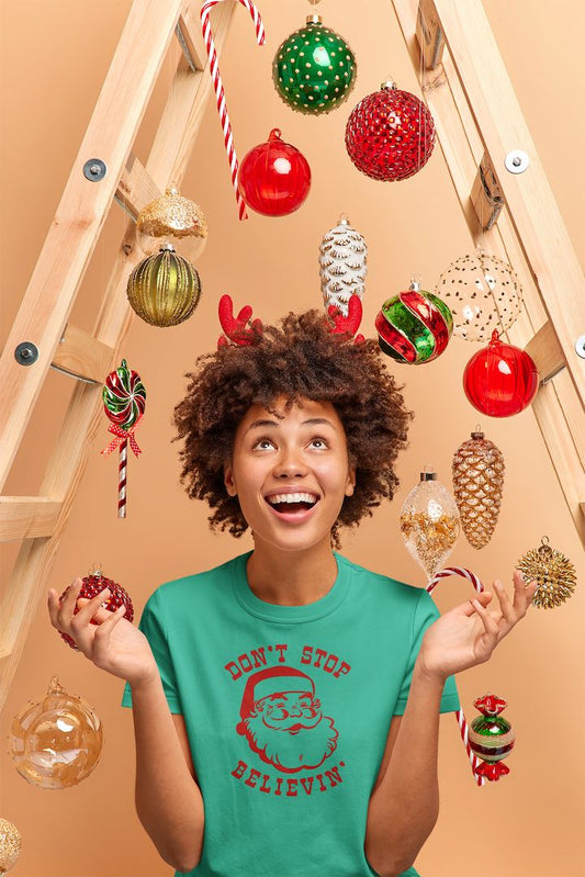 Dont Stop Believing Santa Shirt - SHIRT - House of Swank Raleigh NC