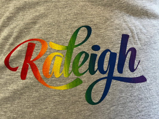 Raleigh NC Script PRIDE RAINBOW shirt - House of Swank