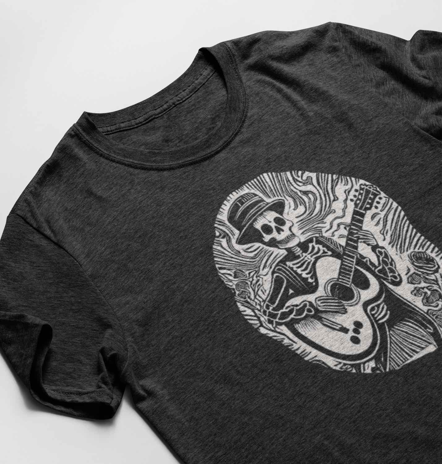 Skeleton Playing Guitar Shirt SHIRT HOUSE OF SWANK