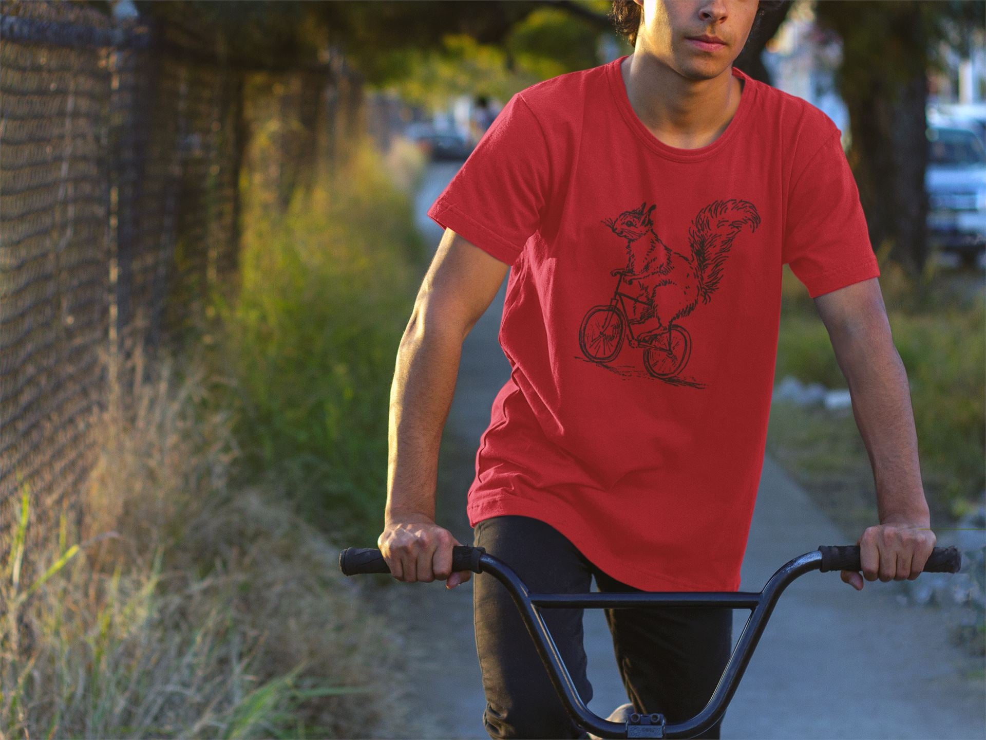 Squirrel Riding Bike Shirt - SHIRT - House of Swank Raleigh NC