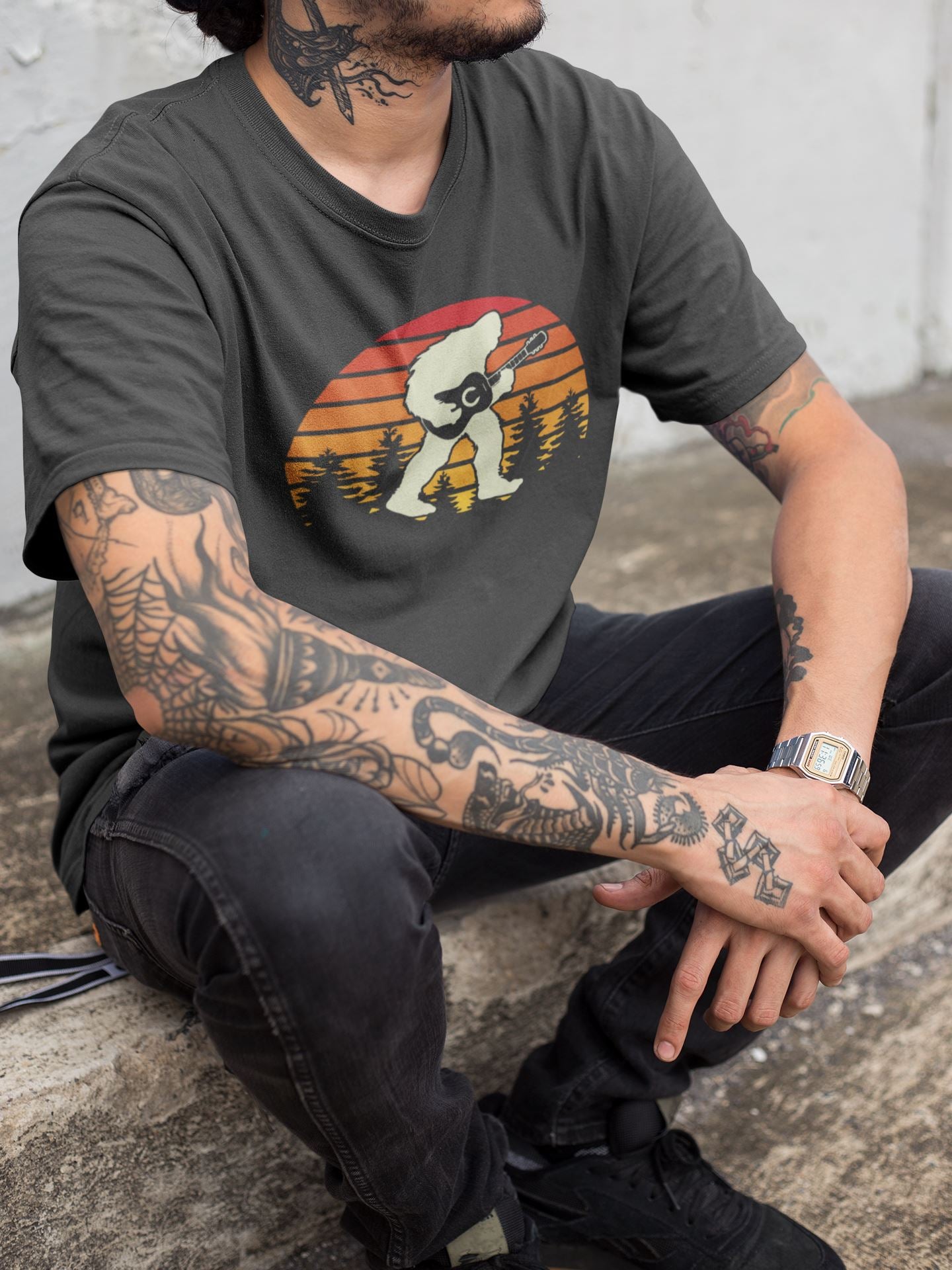 Yeti Bigfoot Playing Guitar Shirt - SHIRT - House of Swank Raleigh NC